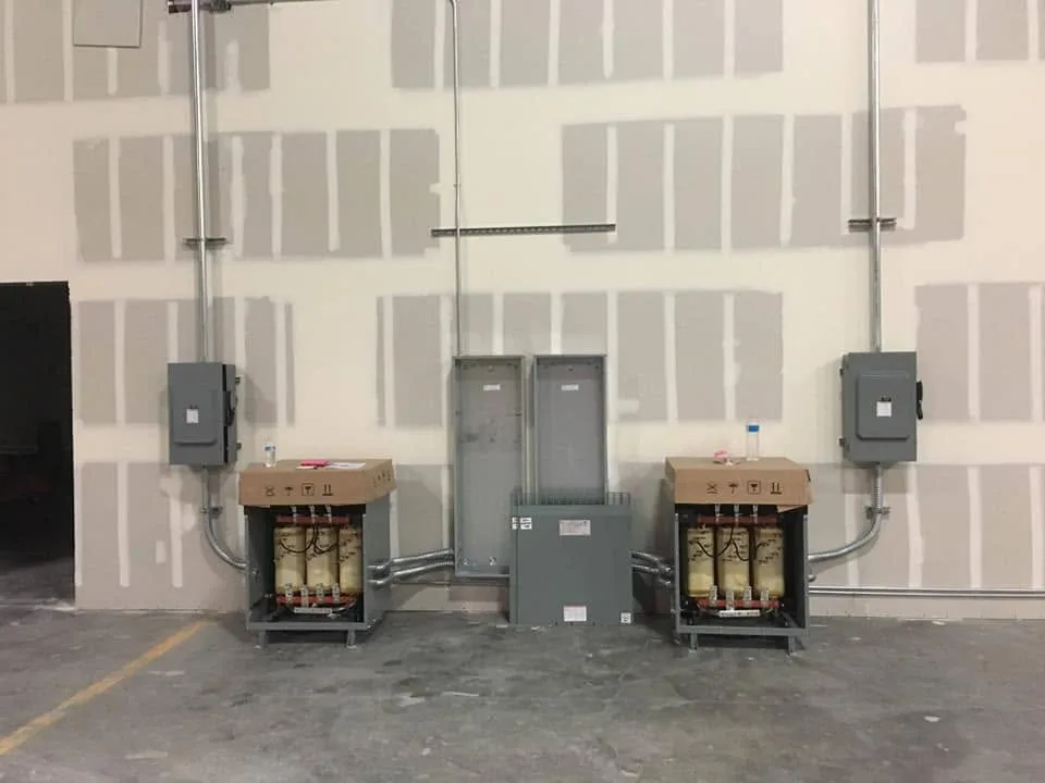Warehouse and industrial high-bay lighting and power installation