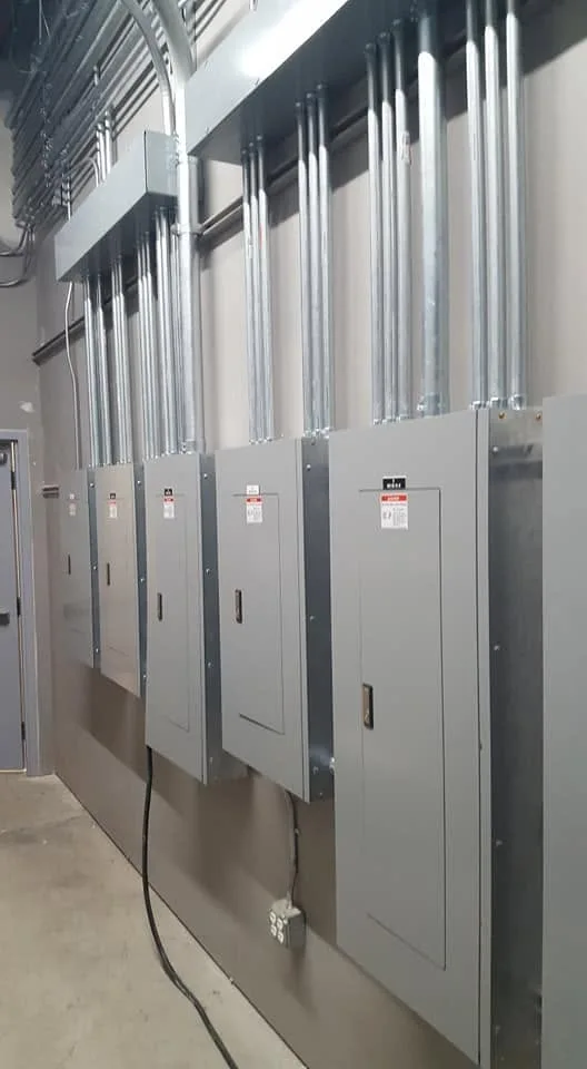 Commercial warehouse power drops and outlet box installation by Pires Electric